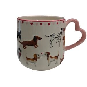 💗▪️Heart Handle 20.6oz  Love Dachsund Multi  Dog Embossed pink/White  Mug -
